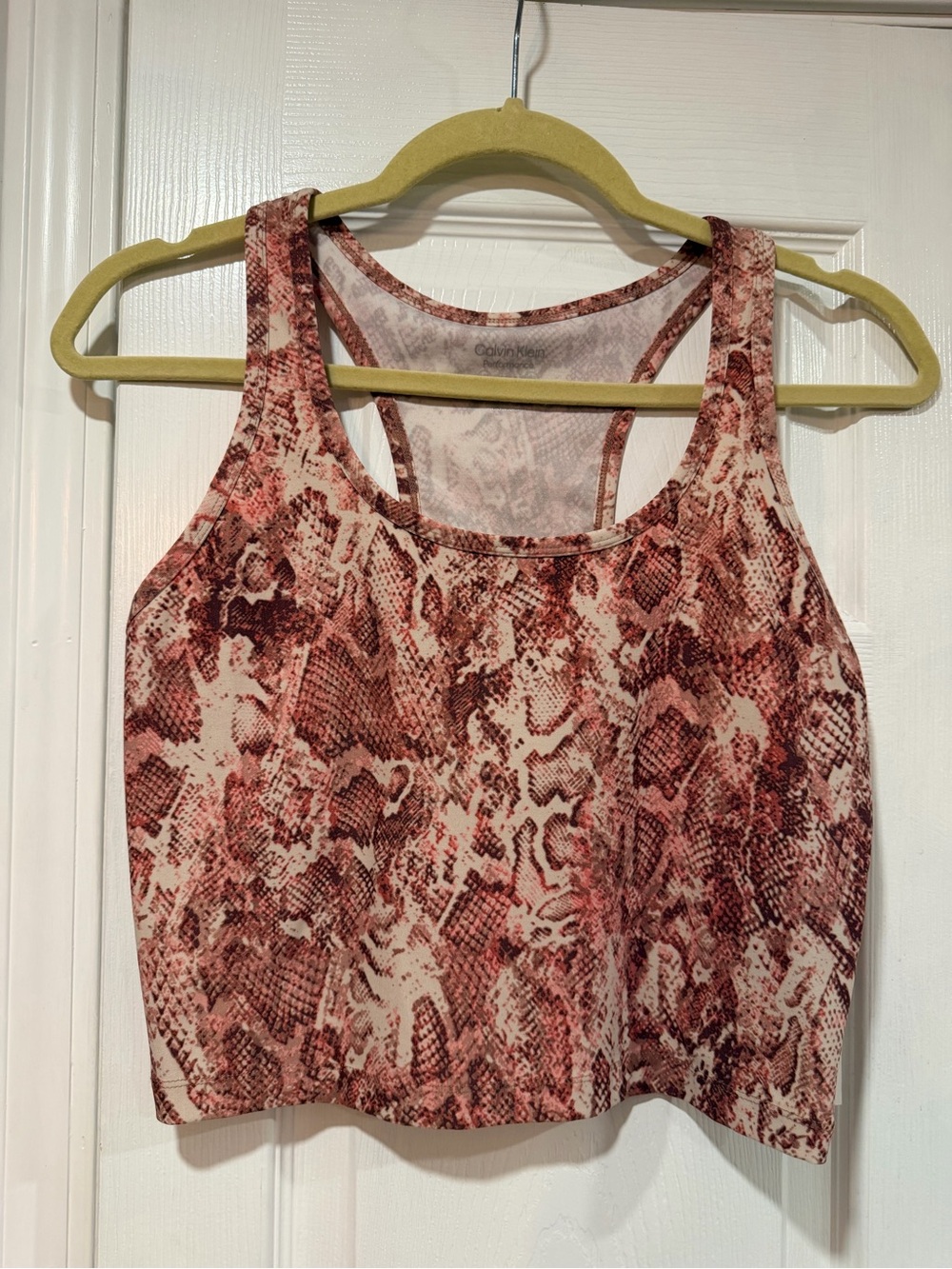NWT Calvin Klein Performance Size M Pink Python Snake Racerback Active Tank Top